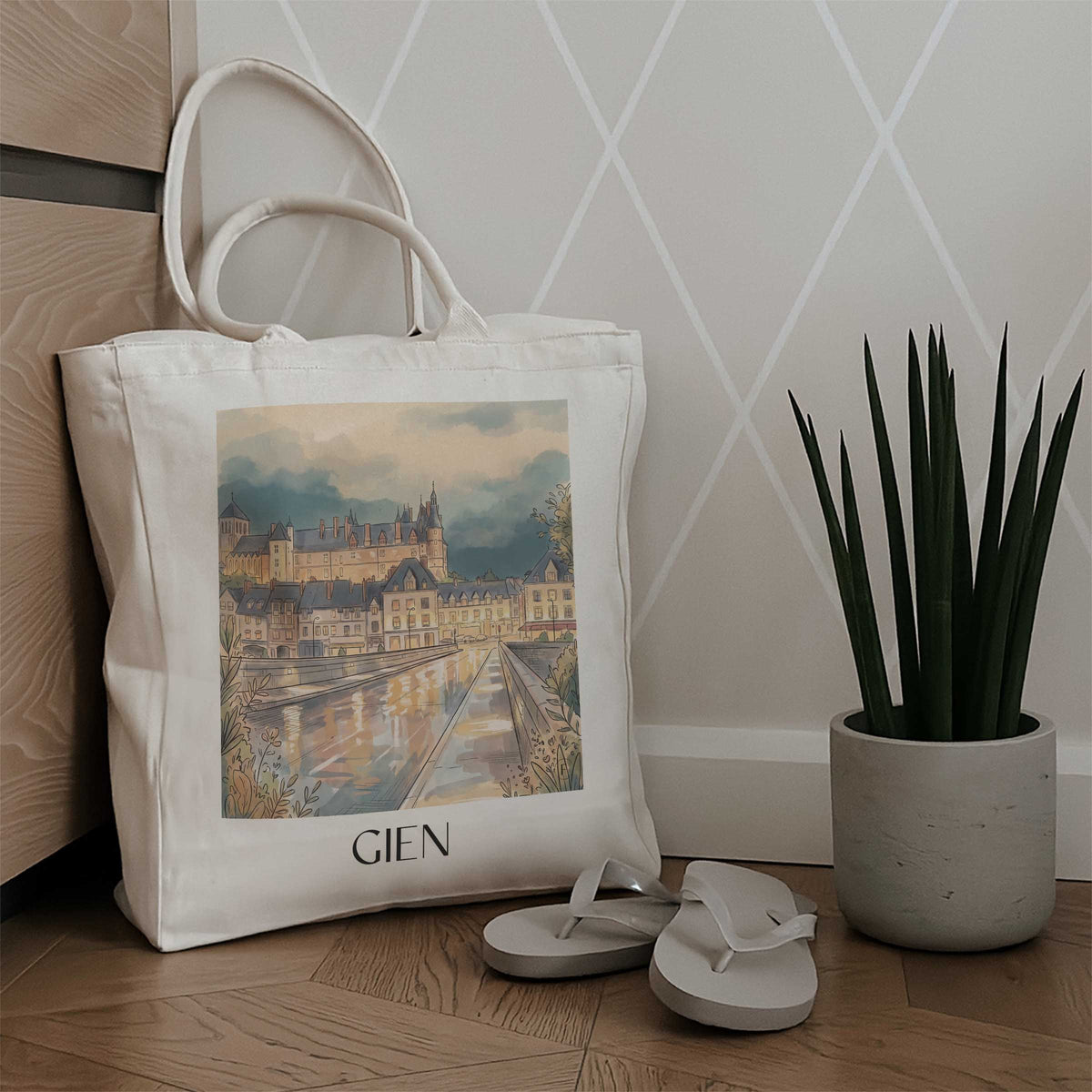 gien-val-de-loire-frankreich-einkaufstasche-aquarell