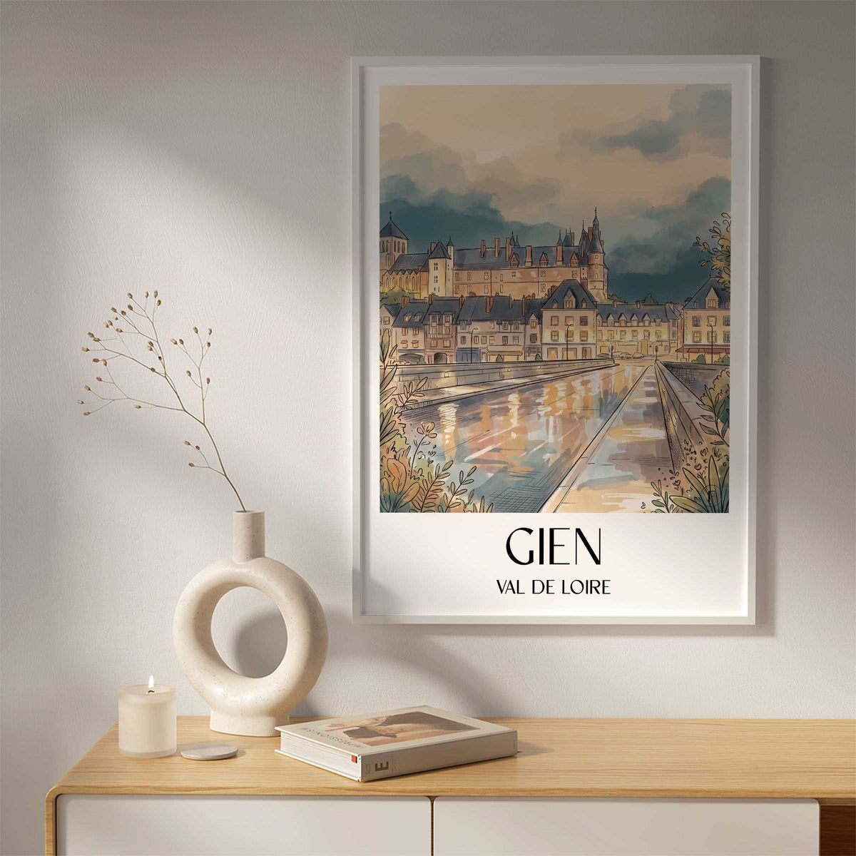 gien-val-de-loire-frankreich-poster-aquarell