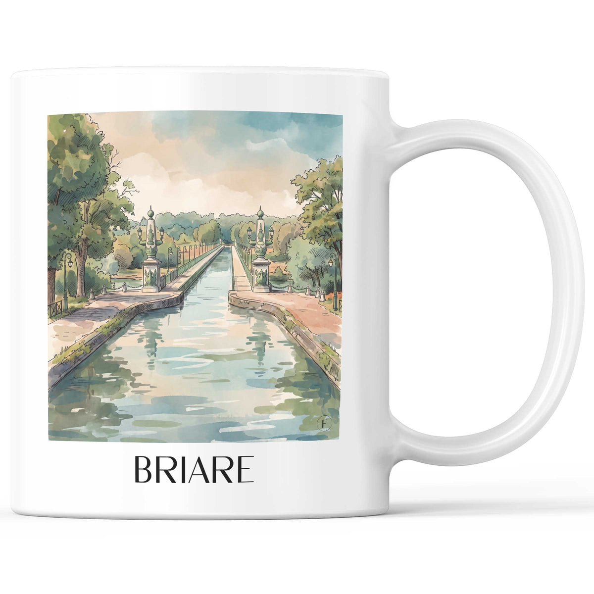 Briare Kaffeebecher - Val de Loire - Frankreich Becher - Kaffeetasse im Aquarell Stil
