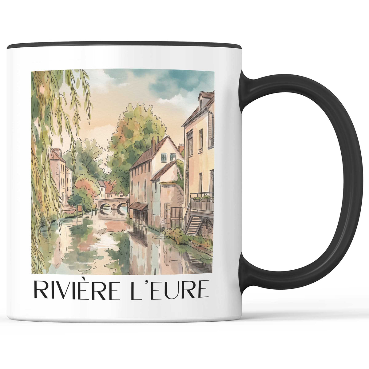 rivière-l'eure-chartres-frankreich-kaffeebecher-aquarell