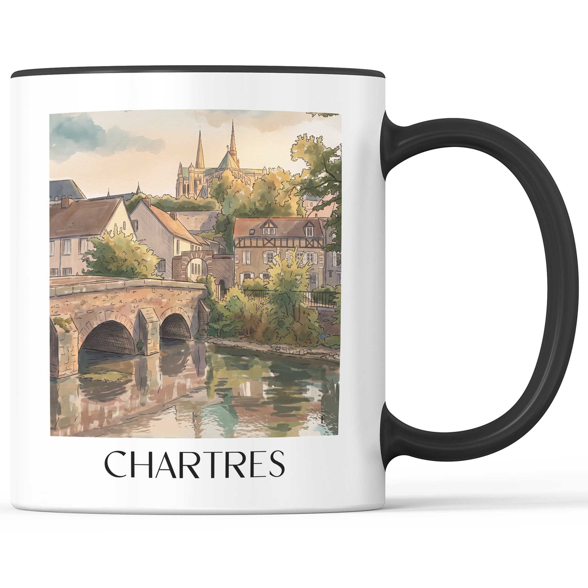 chartres-val-de-loire-frankreich-kaffeebecher-aquarell