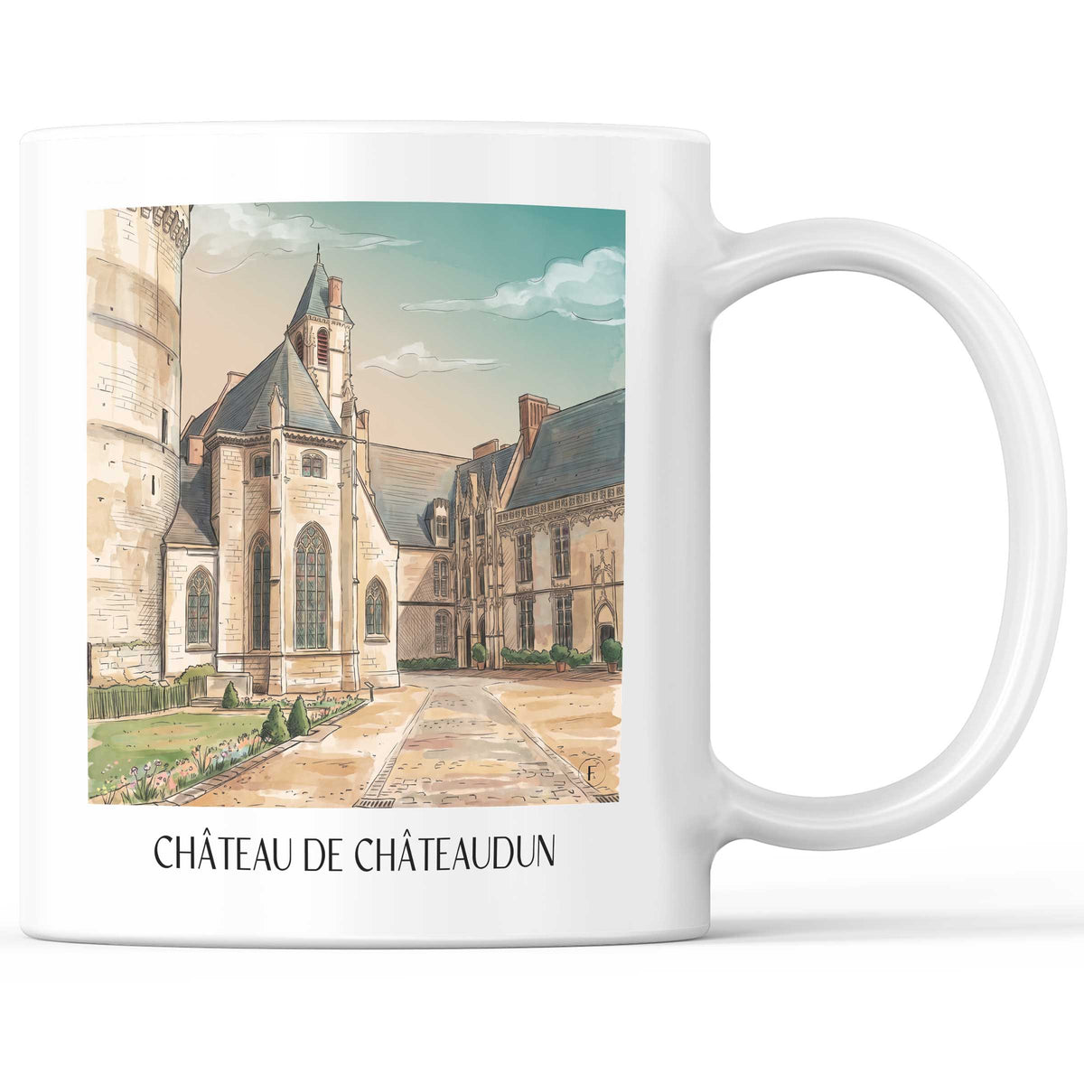 Château de Châteaudun Kaffeebecher - Val de Loire - Frankreich Becher - Kaffeetasse im Aquarell Stil