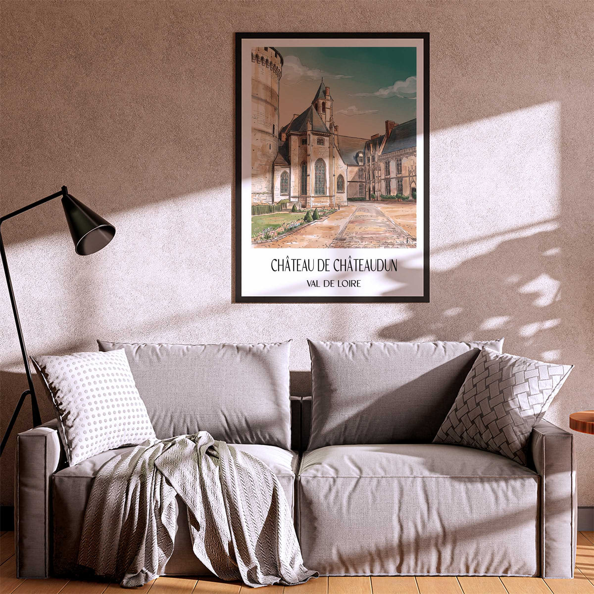 château-de-châteaudun-val-de-loire-frankreich-poster-aquarell