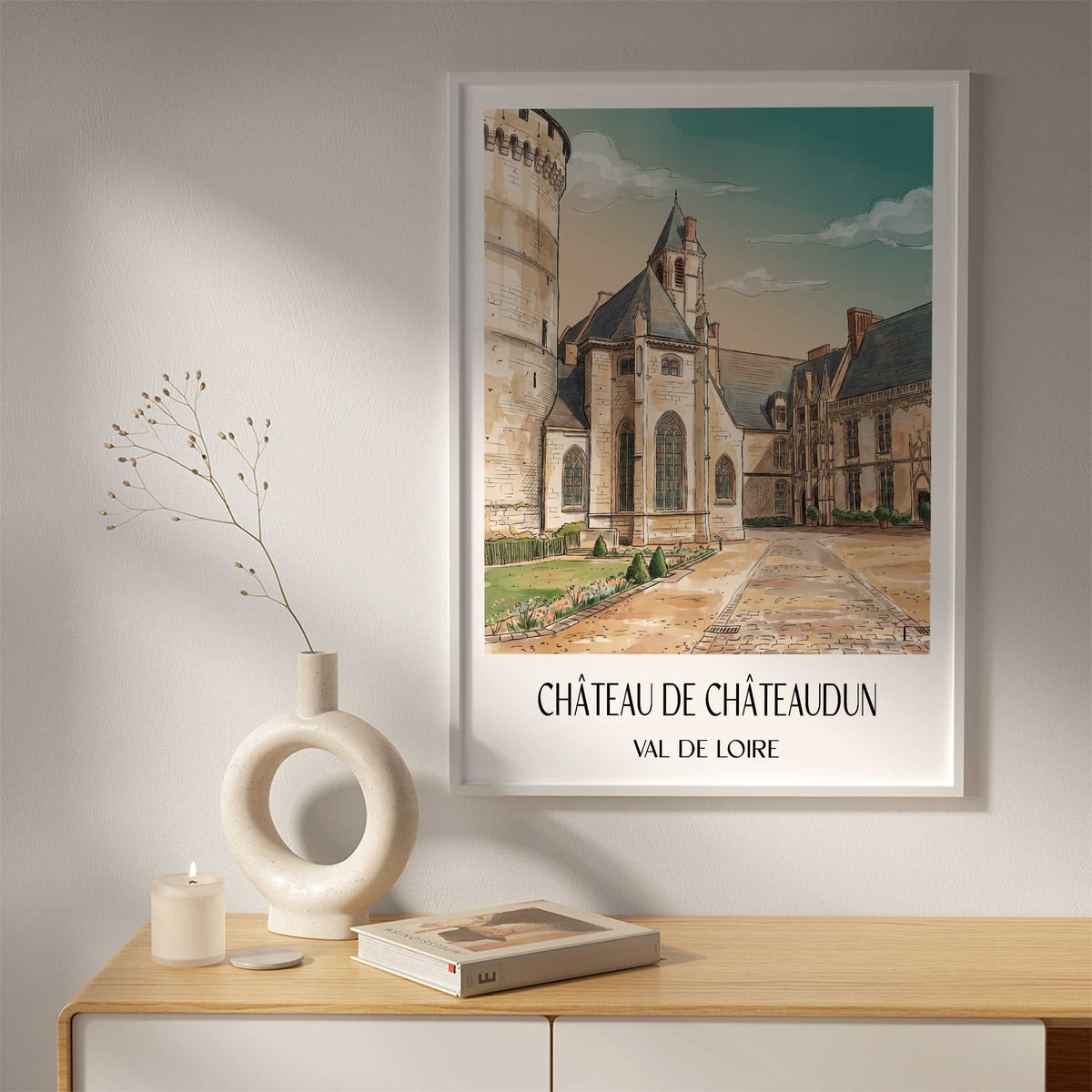 château-de-châteaudun-val-de-loire-frankreich-poster-aquarell