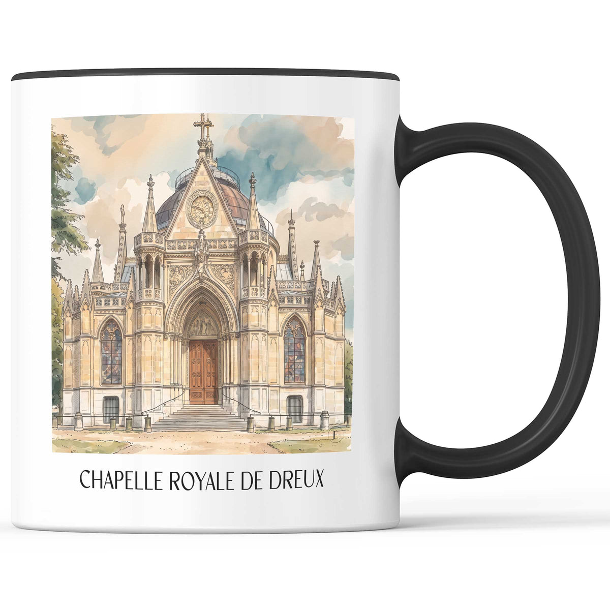 chapelle-royale-dreux-frankreich-kaffeebecher-aquarell