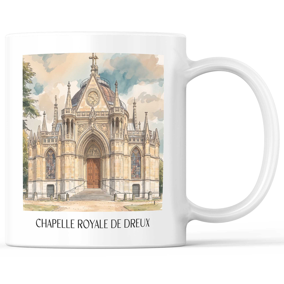 Chapelle Royale Kaffeebecher - Dreux - Frankreich Becher - Kaffeetasse im Aquarell Stil