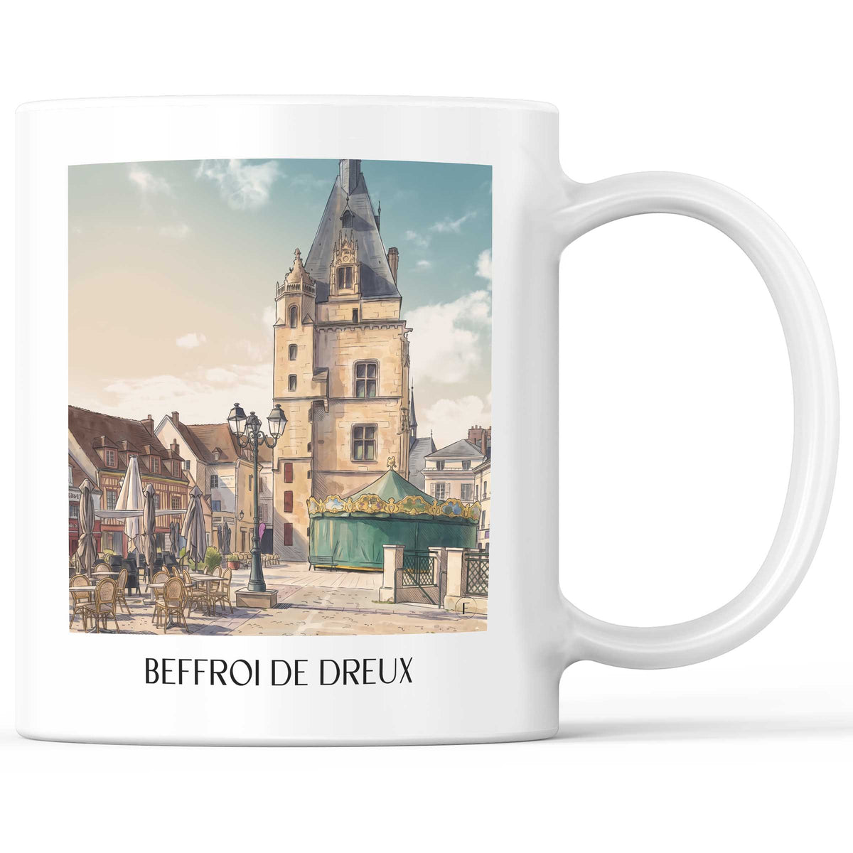 Beffroi de Dreux Kaffeebecher - Eure-et-Loir - Frankreich Becher - Kaffeetasse im Aquarell Stil