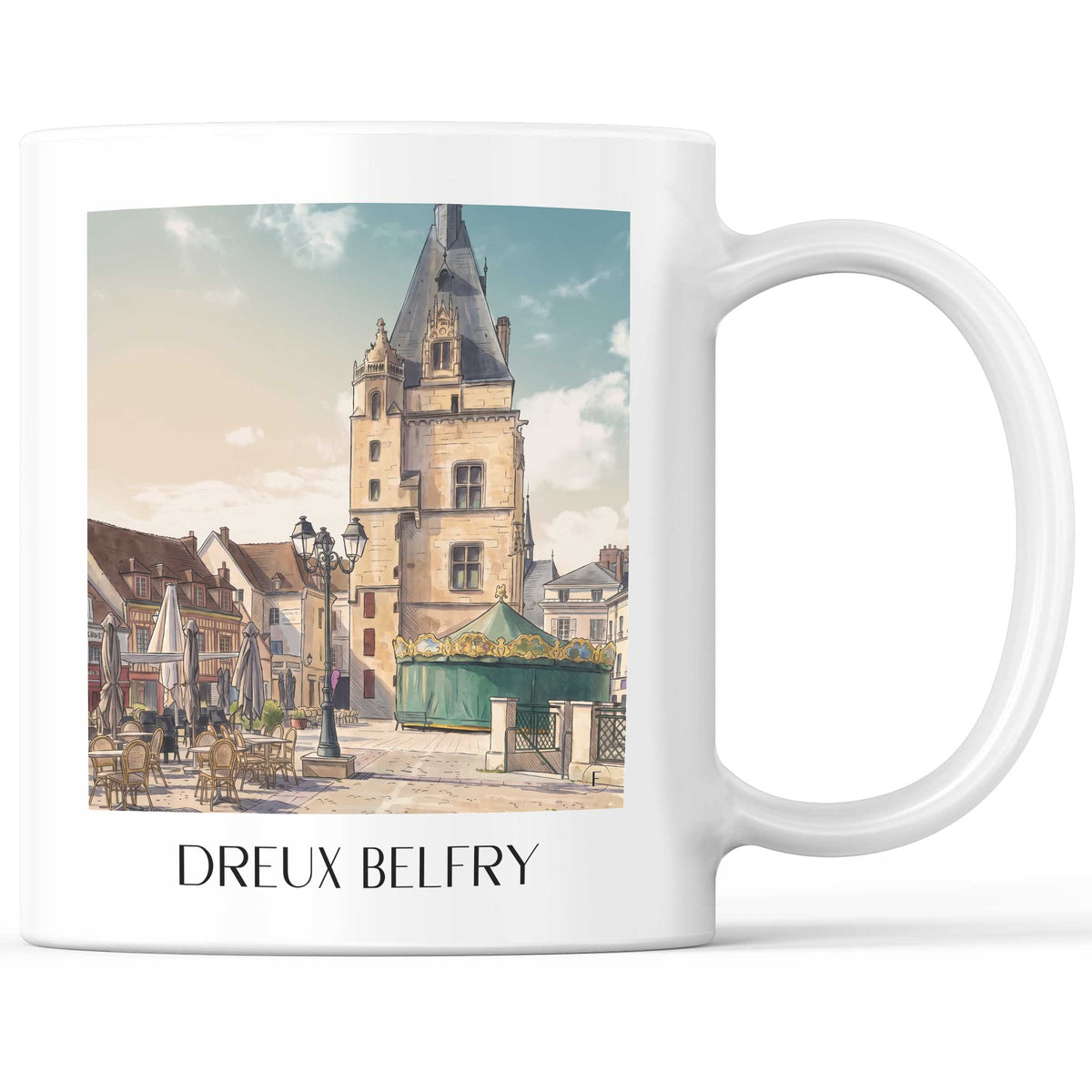 Beffroi de Dreux Kaffeebecher - Eure-et-Loir - Frankreich Becher - Kaffeetasse im Aquarell Stil