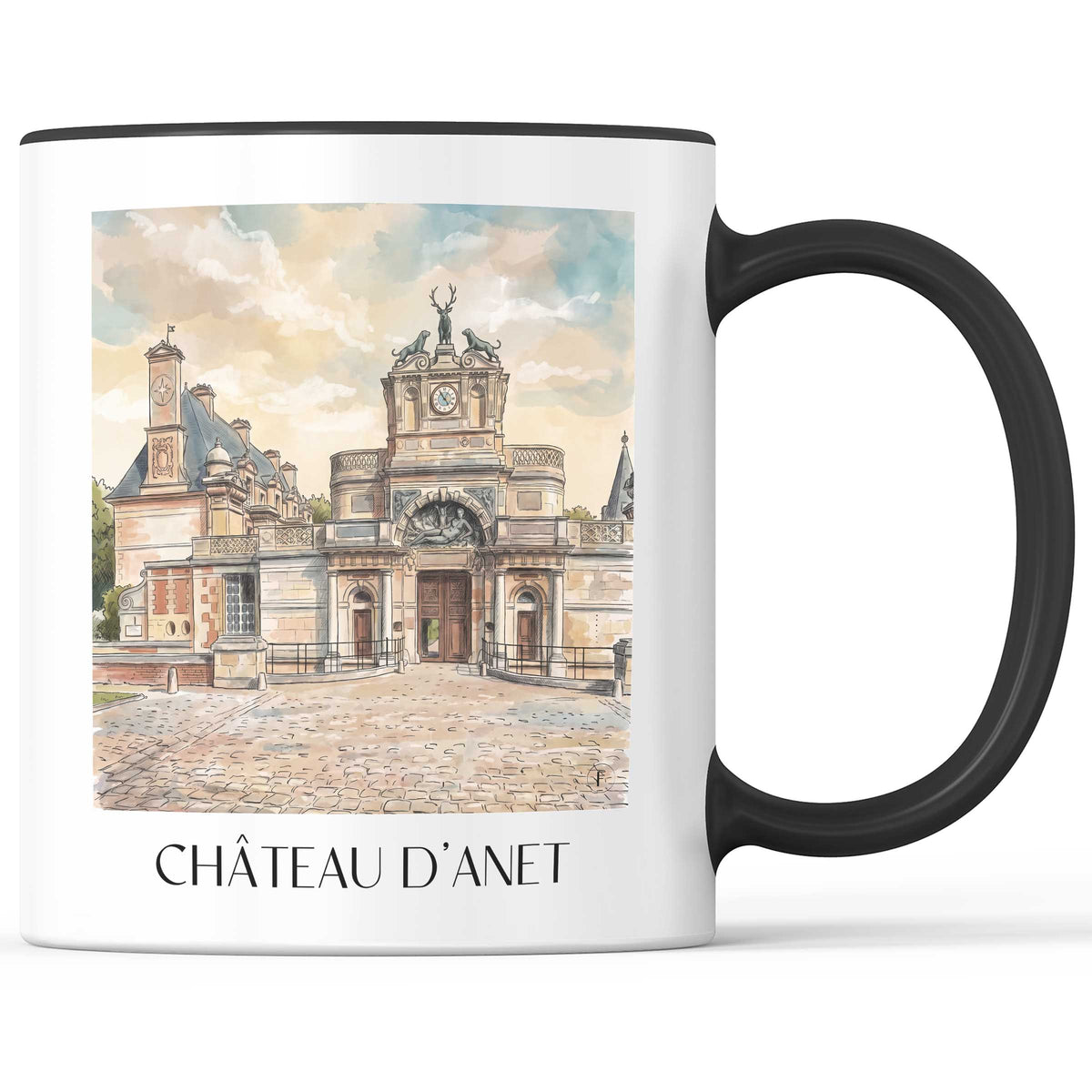 château-d'anet-eure-et-loir-frankreich-kaffeebecher-aquarell