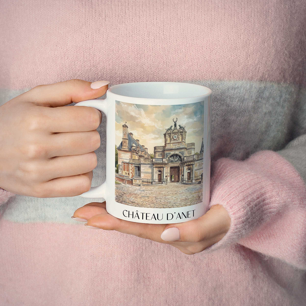 château-d'anet-eure-et-loir-frankreich-kaffeebecher-aquarell