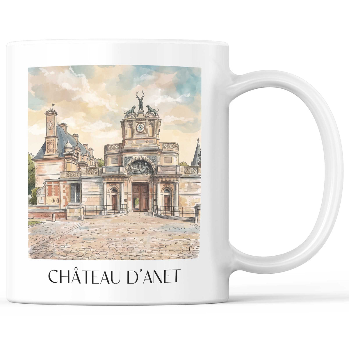 Château d'Anet Kaffeebecher - Eure-et-Loir - Frankreich Becher - Kaffeetasse im Aquarell Stil