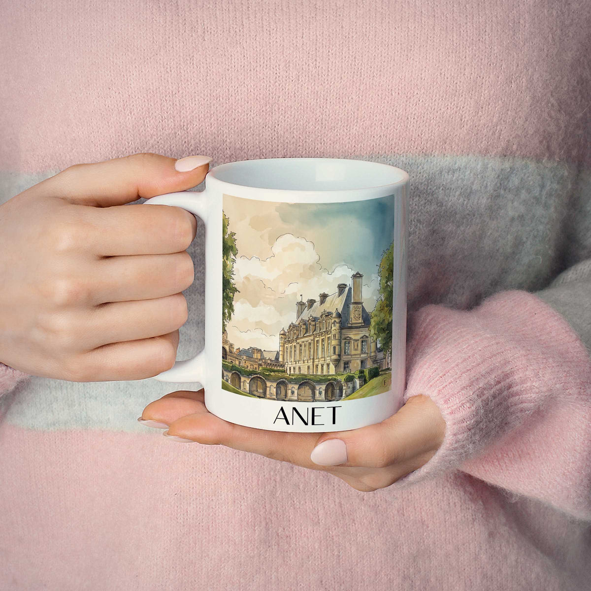 anet-eure-et-loir-frankreich-kaffeebecher-aquarell