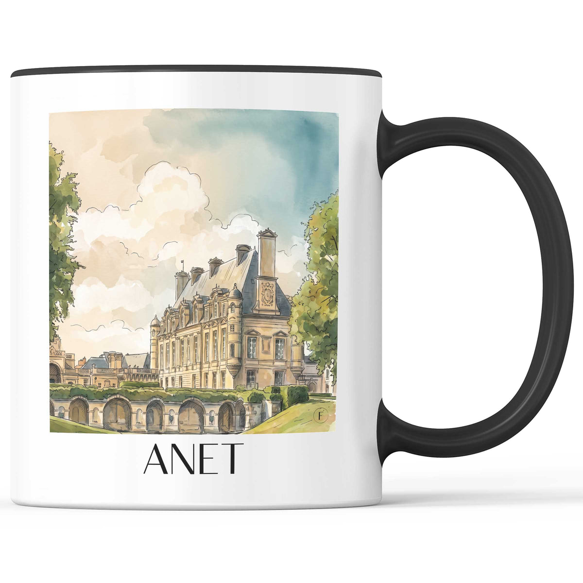 Anet Kaffeebecher - Eure-et-Loir - Frankreich Becher - Kaffeetasse im Aquarell Stil