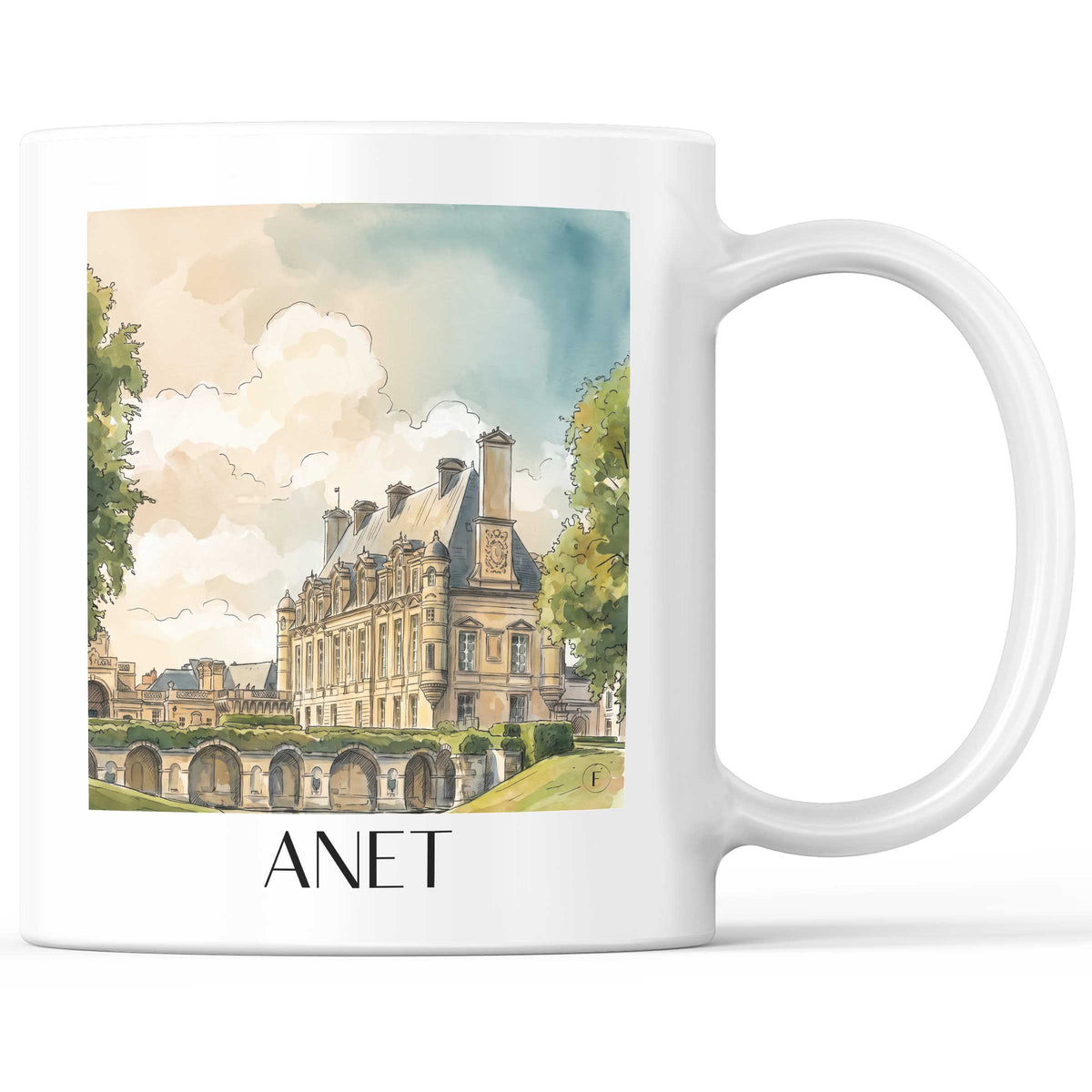 Anet Kaffeebecher - Eure-et-Loir - Frankreich Becher - Kaffeetasse im Aquarell Stil