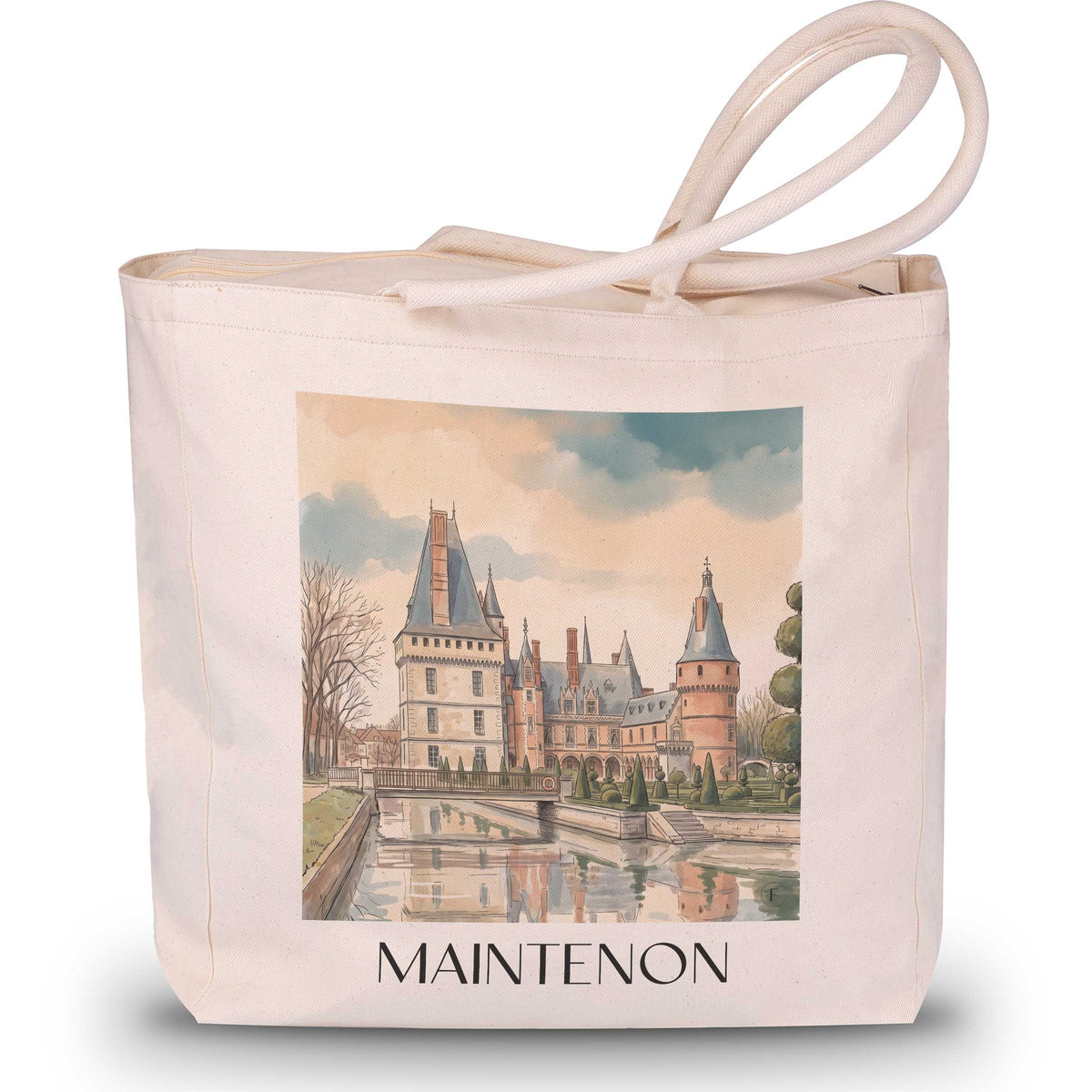 maintenon-eure-et-loir-frankreich-einkaufstasche-aquarell