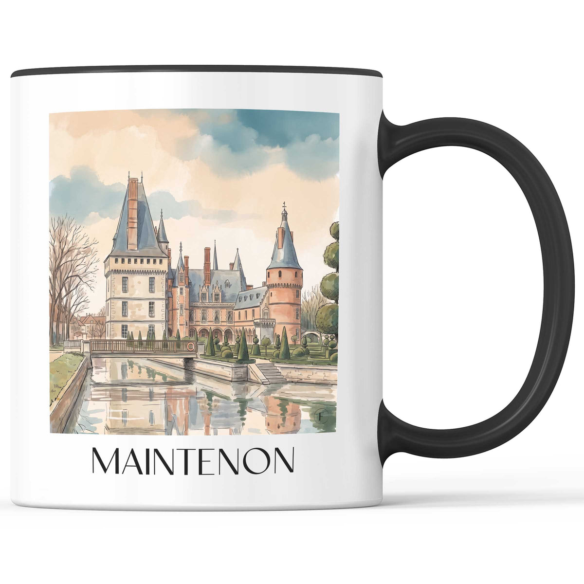 maintenon-eure-et-loir-frankreich-kaffeebecher-aquarell