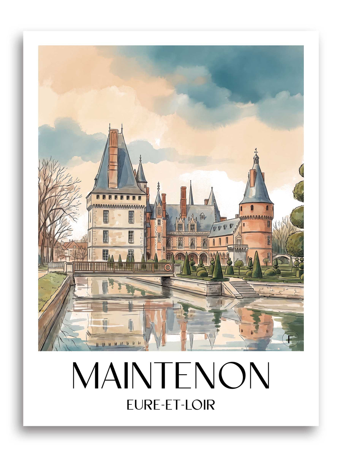 maintenon-eure-et-loir-frankreich-poster-aquarell