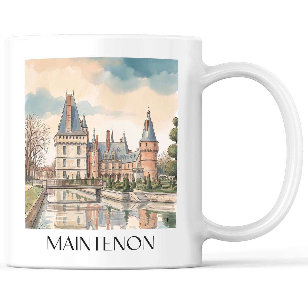 Maintenon Kaffeebecher - Eure-et-Loir - Frankreich Becher - Kaffeetasse im Aquarell Stil