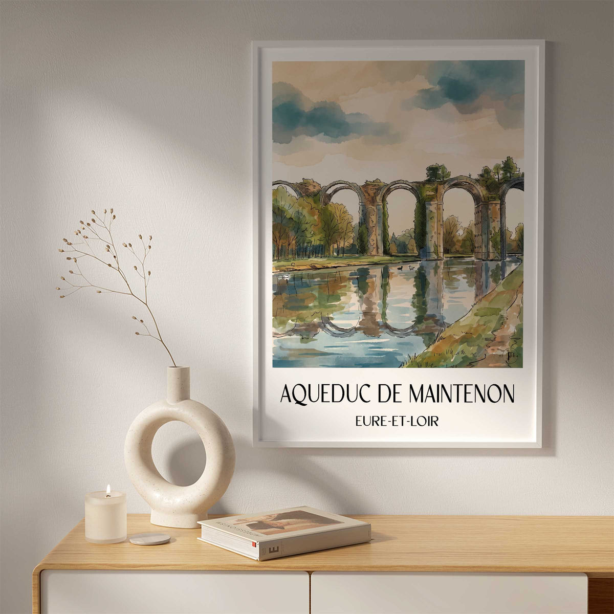aqueduc-de-maintenon--eure-et-loir-frankreich-poster-aquarell
