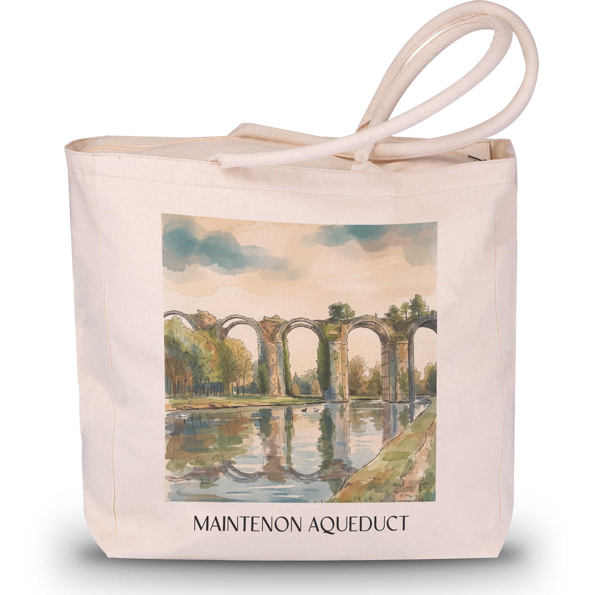 Aqueduc de Maintenon Shopping Tasche - Eure-et-Loir - Frankreich Tote Bag - Einkaufstasche im Aquarell Stil