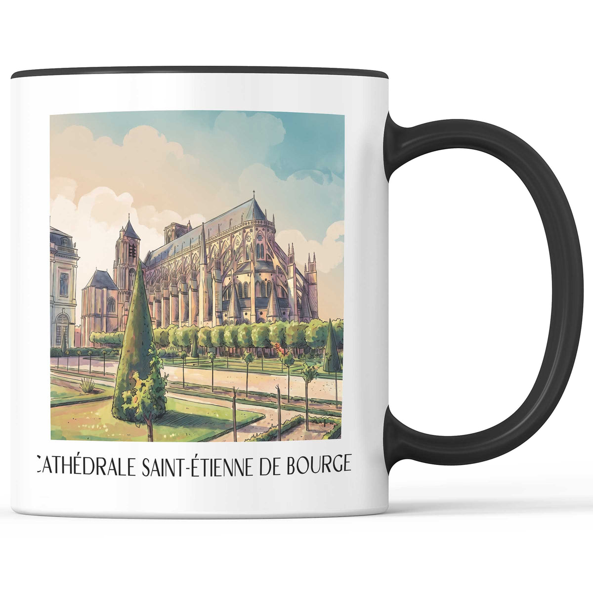 cathédrale-saint-étienne-bourges-frankreich-kaffeebecher-aquarell