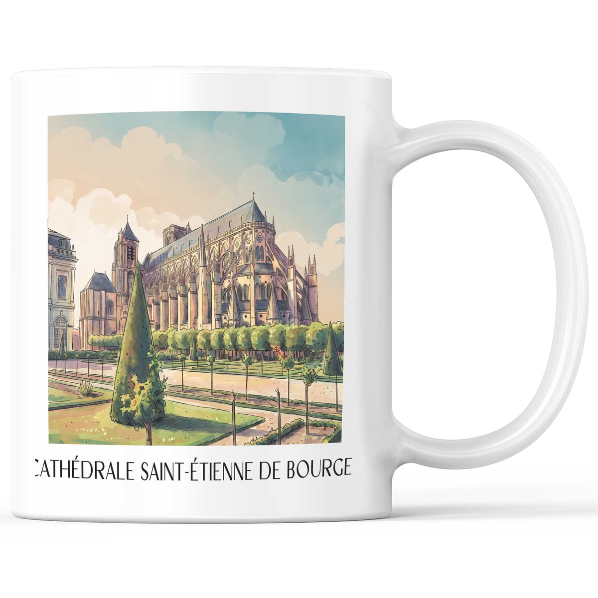 Cathédrale Saint-Étienne Kaffeebecher - Bourges - Frankreich Becher - Kaffeetasse im Aquarell Stil