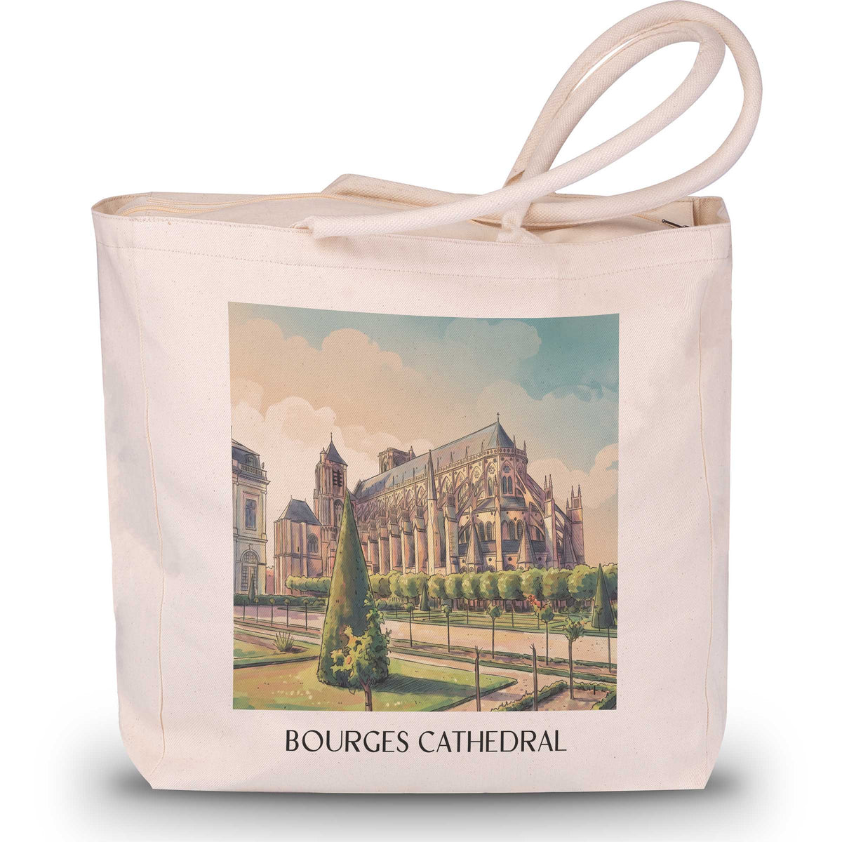 Cathédrale Saint-Étienne Shopping Tasche - Bourges - Frankreich Tote Bag - Einkaufstasche im Aquarell Stil