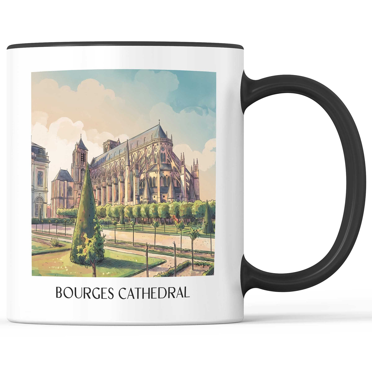 Cathédrale Saint-Étienne Kaffeebecher - Bourges - Frankreich Becher - Kaffeetasse im Aquarell Stil