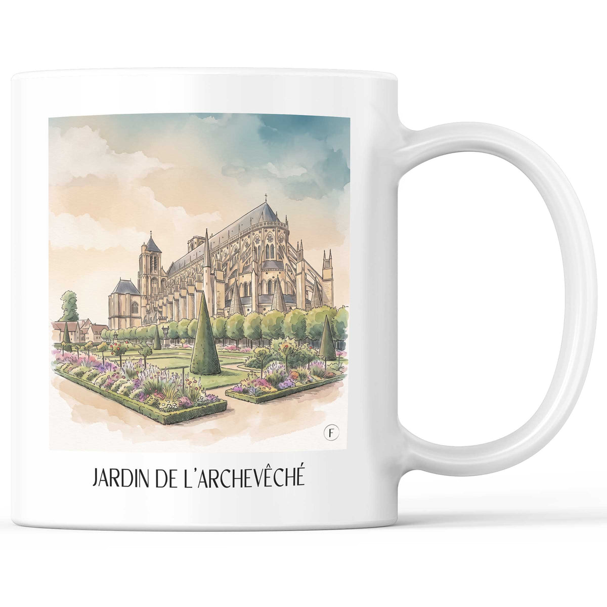 Jardin de l'Archevêché Kaffeebecher - Bourges - Frankreich Becher - Kaffeetasse im Aquarell Stil