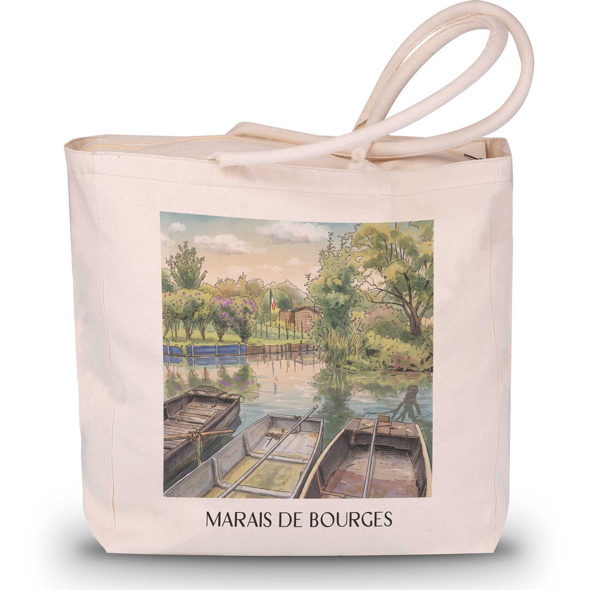 marais-de-bourges-val-de-loire-frankreich-einkaufstasche-aquarell
