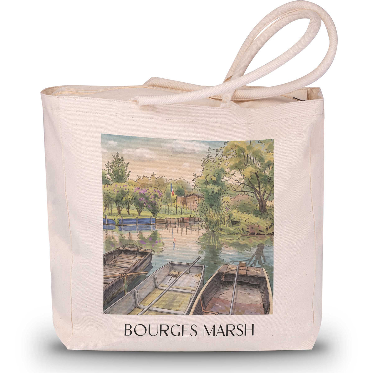 Marais de Bourges Shopping Tasche - Val de Loire - Frankreich Tote Bag - Einkaufstasche im Aquarell Stil