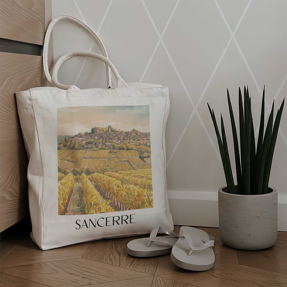 sancerre-val-de-loire-frankreich-einkaufstasche-aquarell