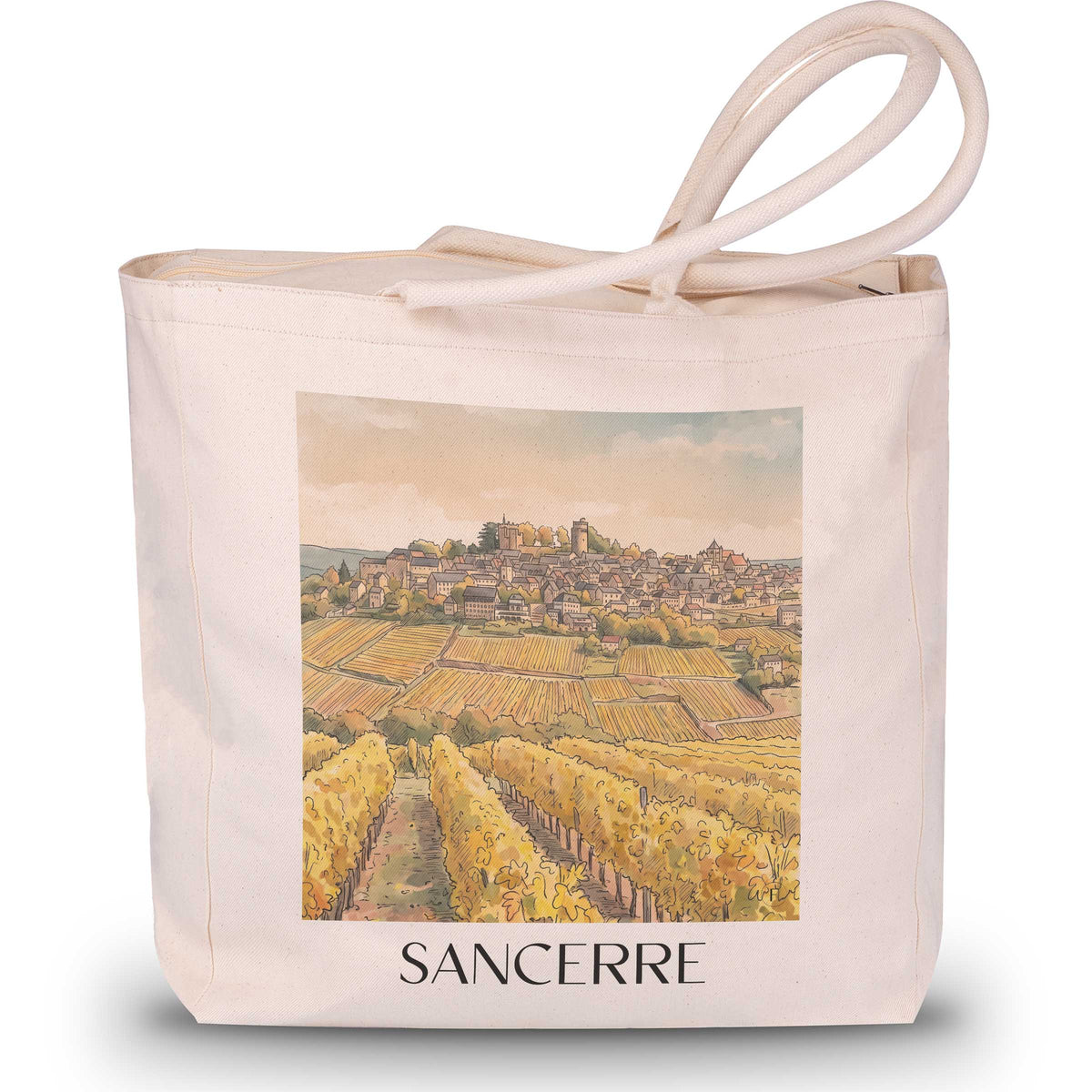 Sancerre Shopping Tasche - Val de Loire - Frankreich Tote Bag - Einkaufstasche im Aquarell Stil