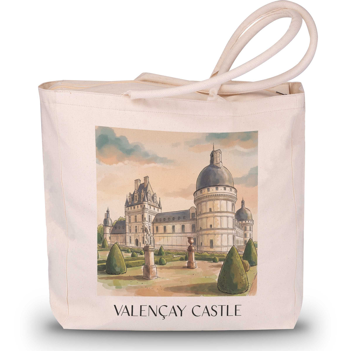 Château de Valençay Shopping Tasche - Val de Loire - Frankreich Tote Bag - Einkaufstasche im Aquarell Stil