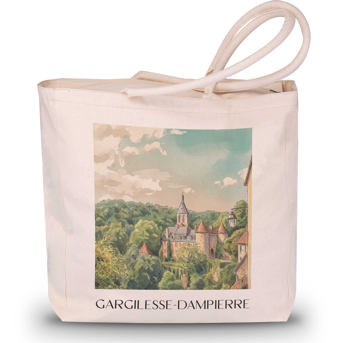 gargilesse-dampierre-vallée-de-la-creuse-frankreich-einkaufstasche-aquarell