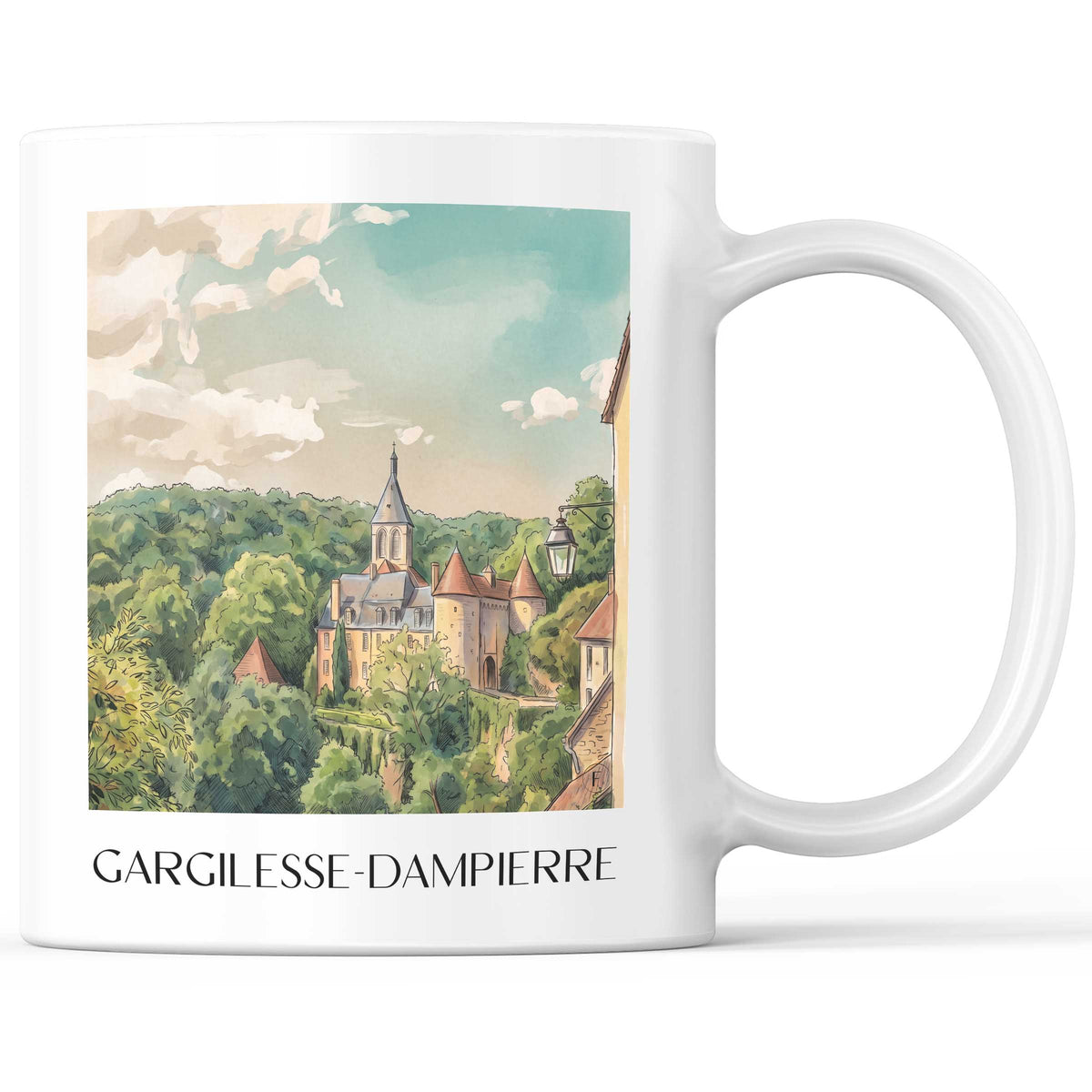 Gargilesse-Dampierre Kaffeebecher - Vallée de la Creuse - Frankreich Becher - Kaffeetasse im Aquarell Stil