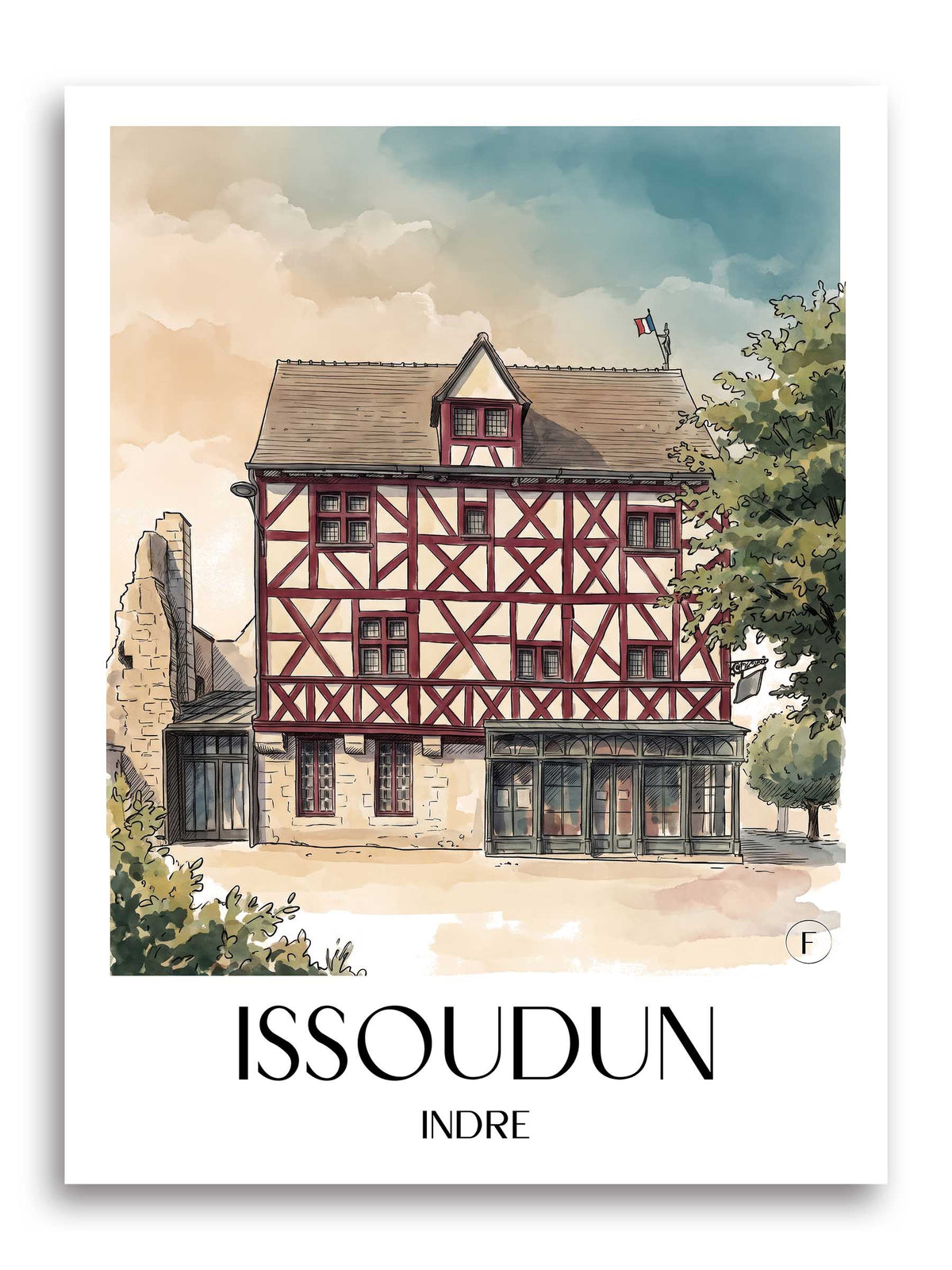 issoudun-indre-frankreich-poster-aquarell