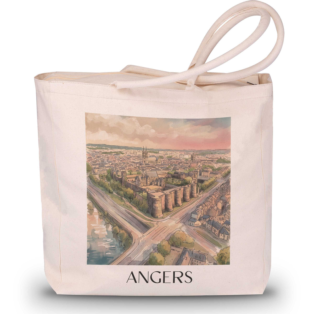 Angers Shopping Tasche - Val de Loire - Frankreich Tote Bag - Einkaufstasche im Aquarell Stil