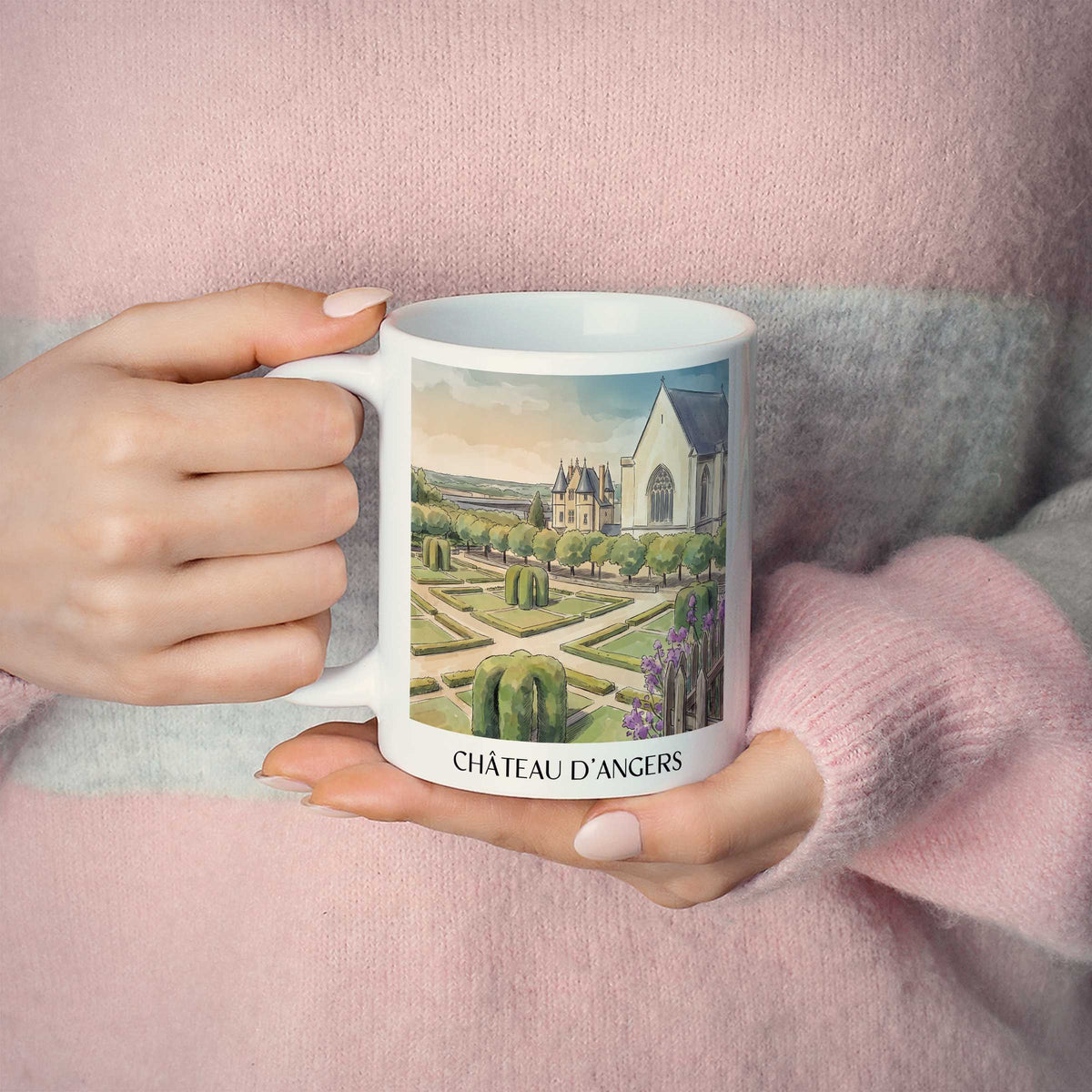 château-d'angers-val-de-loire-frankreich-kaffeebecher-aquarell
