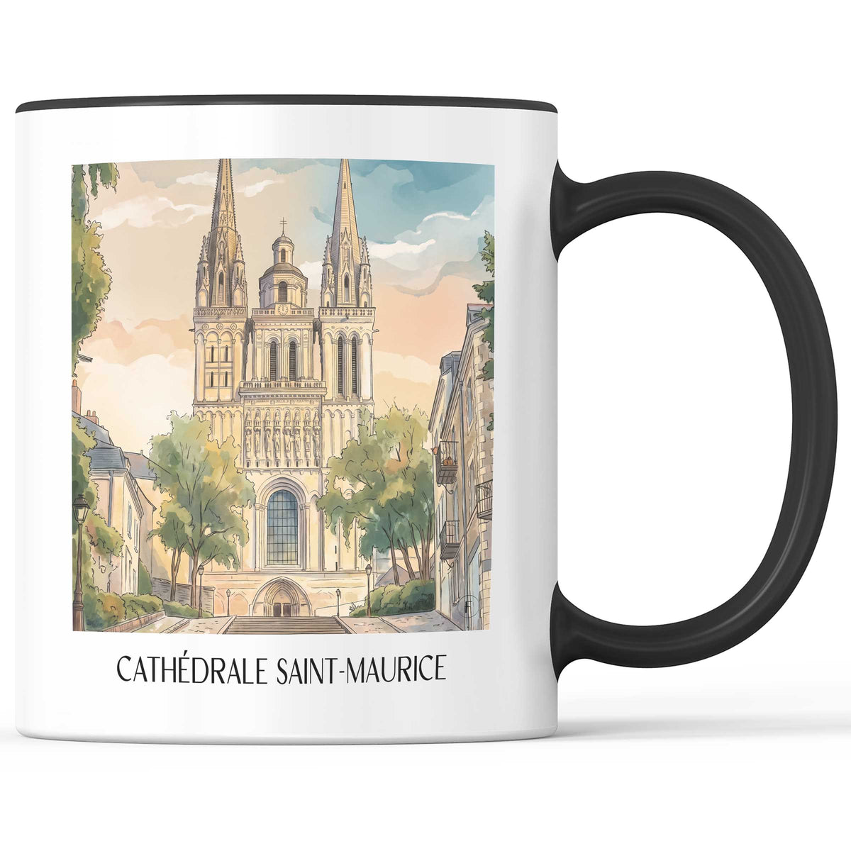 cathédrale-saint-maurice-angers-frankreich-kaffeebecher-aquarell