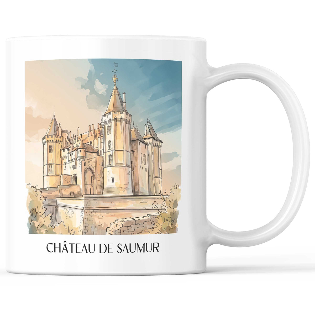 Château de Saumur Kaffeebecher - Val de Loire - Frankreich Becher - Kaffeetasse im Aquarell Stil