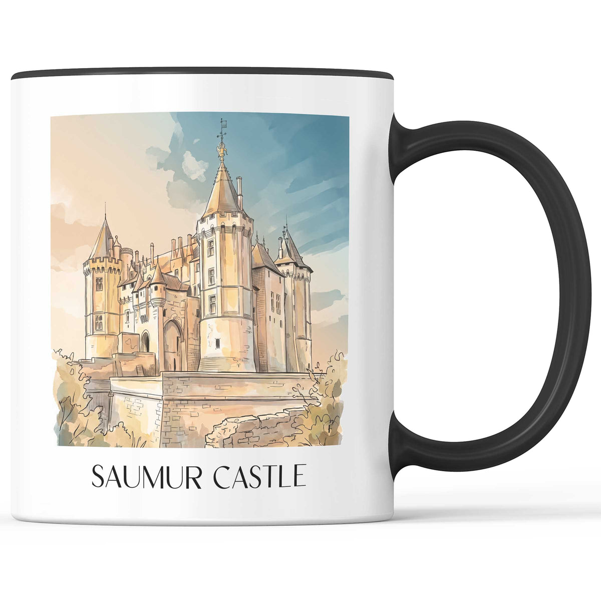 Château de Saumur Kaffeebecher - Val de Loire - Frankreich Becher - Kaffeetasse im Aquarell Stil