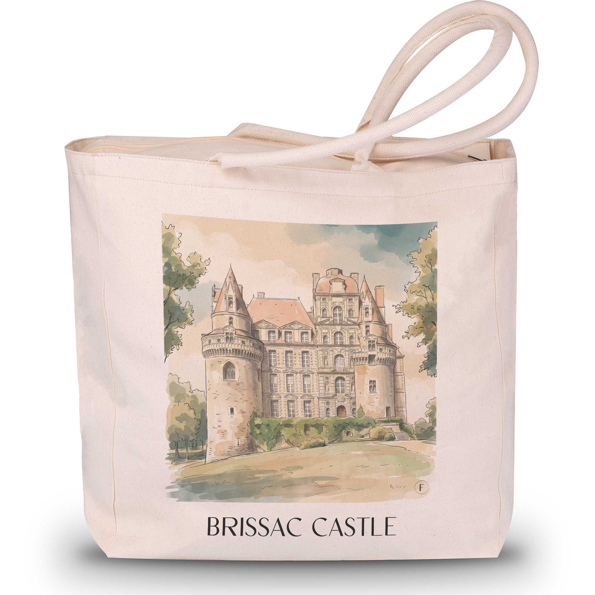 Château de Brissac Shopping Tasche - Brissac-Quincé - Frankreich Tote Bag - Einkaufstasche im Aquarell Stil