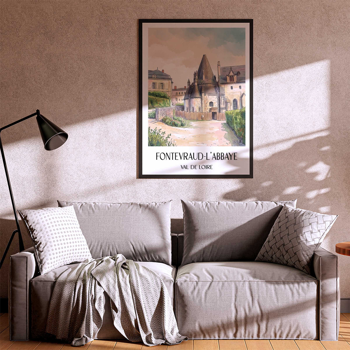fontevraud-l'abbaye-val-de-loire-frankreich-poster-aquarell