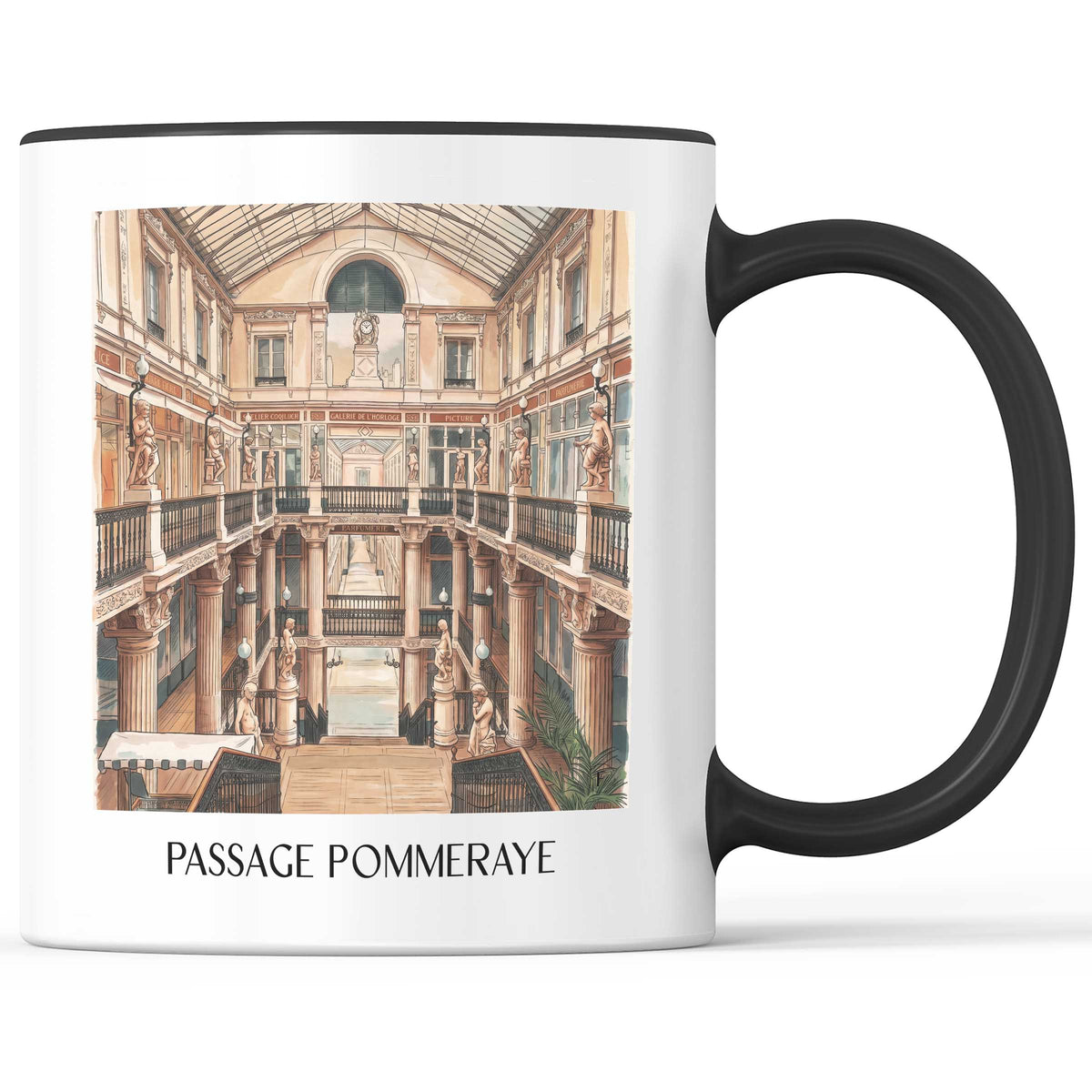 passage-pommeraye-nantes-frankreich-kaffeebecher-aquarell