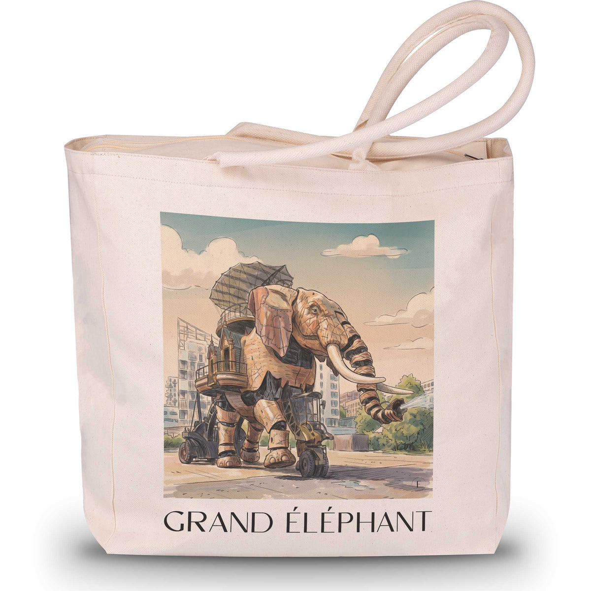 grand-éléphant-nantes-frankreich-einkaufstasche-aquarell