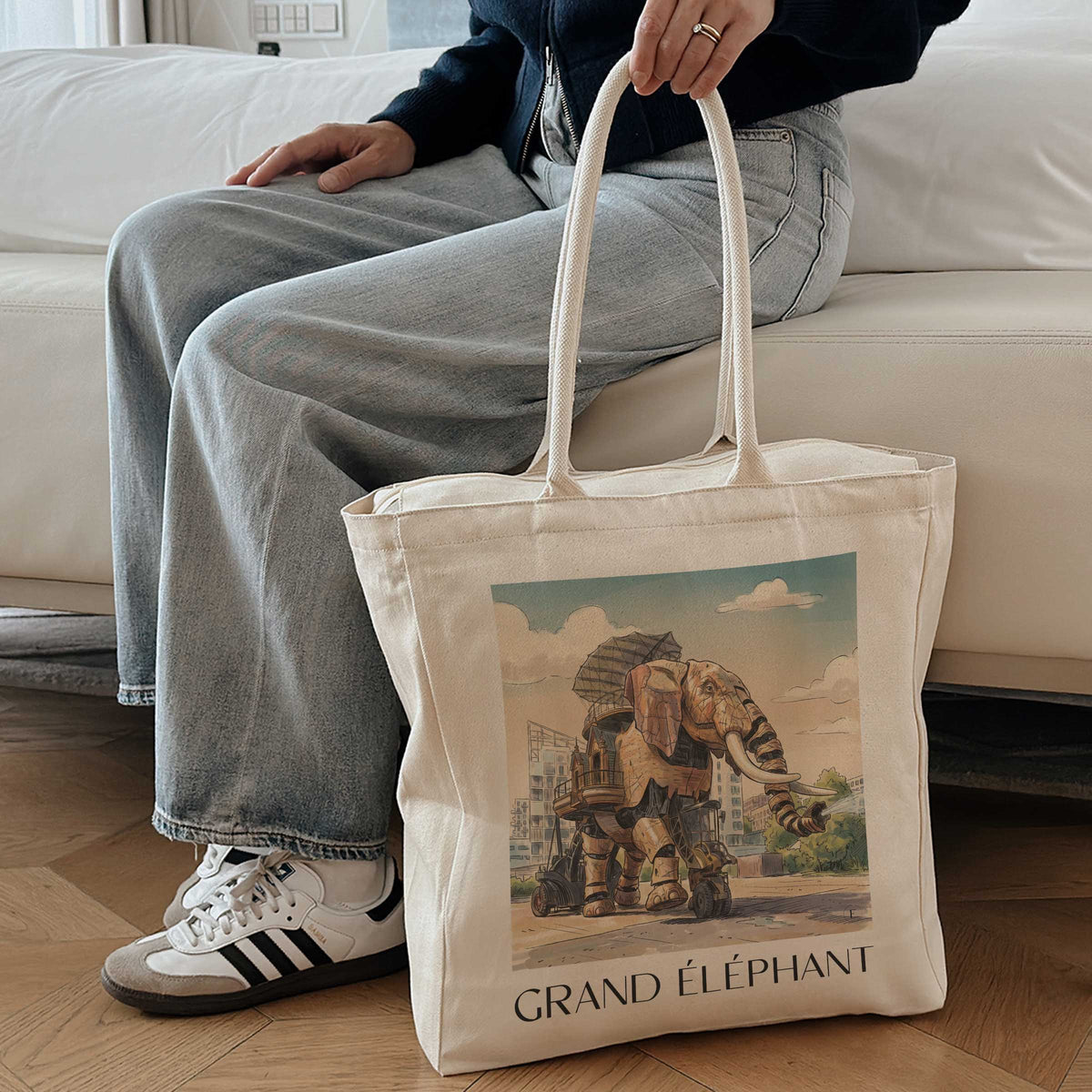 grand-éléphant-nantes-frankreich-einkaufstasche-aquarell