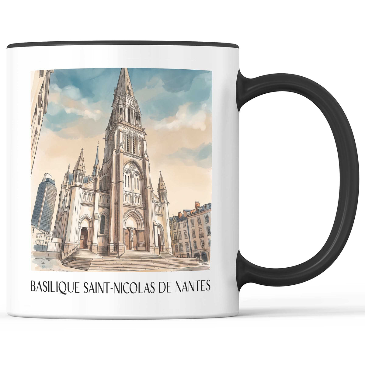 basilique-saint-nicolas-nantes-frankreich-kaffeebecher-aquarell