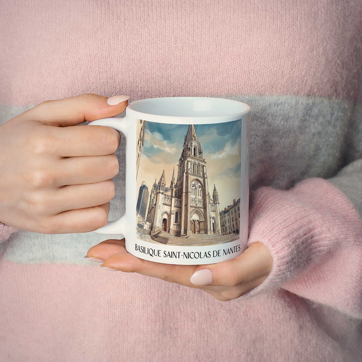 basilique-saint-nicolas-nantes-frankreich-kaffeebecher-aquarell