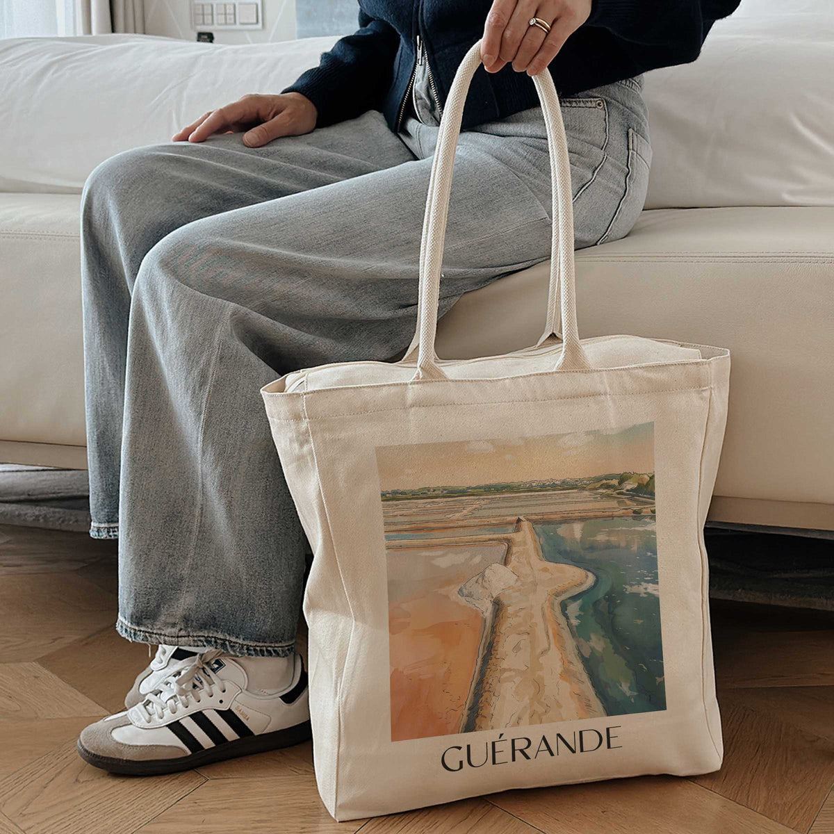 guérande-presqu'île-guérandaise-frankreich-einkaufstasche-aquarell